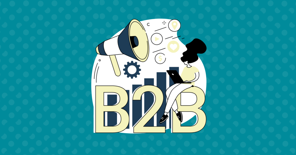 Grafica illustrata con scritta B2B